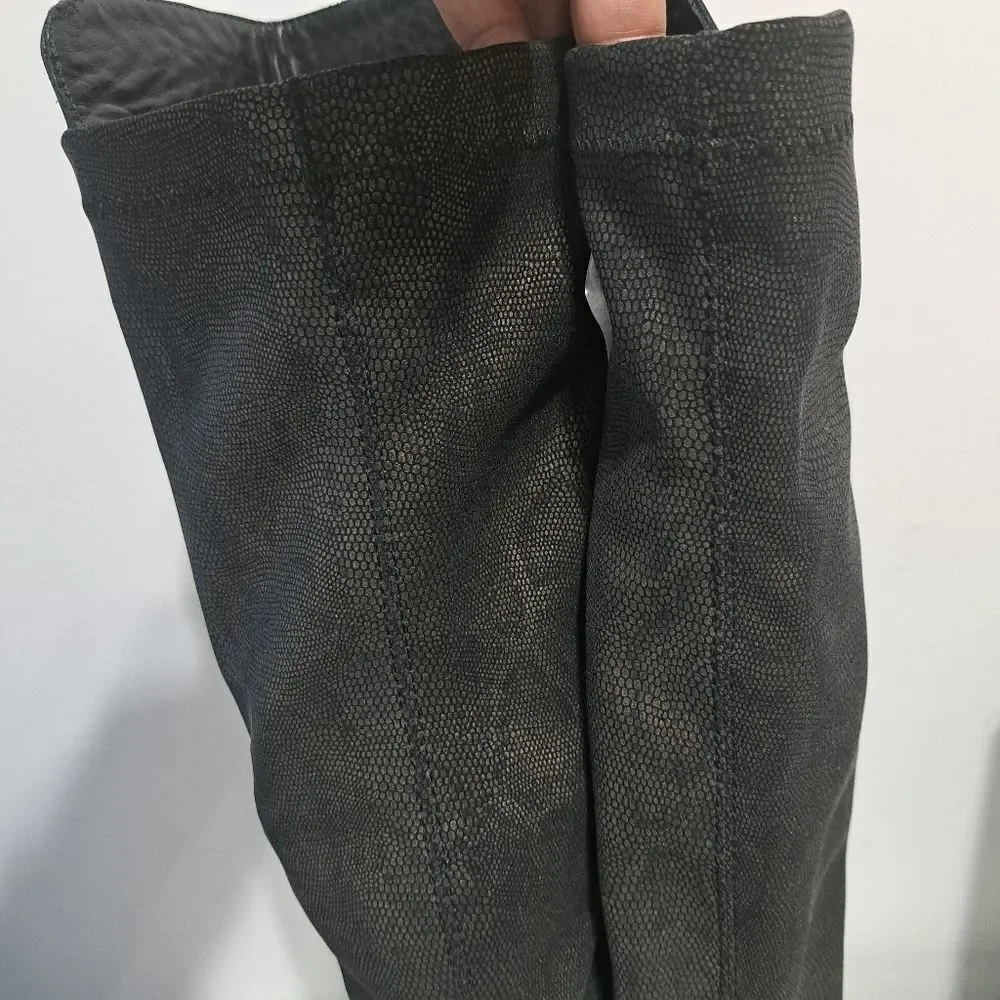 Sesto Meucci Leather Riding Slouchy Knee High Phyton Print Gothic Boots Size 7